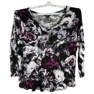 Simply Vera Vera Wang Womens Floral Print Top Size 2X